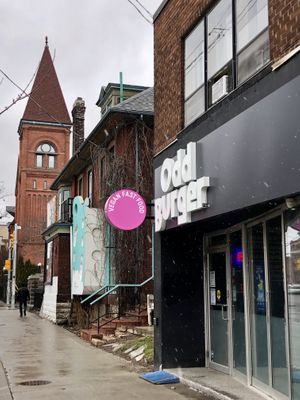 Outside   at Odd Burger in Toronto