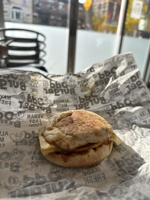 Egg venedict muffin - was also good but not much of ‘egg’ substitute on there  at Odd Burger in Toronto