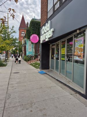 Outside at Odd Burger in Toronto
