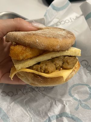 “Sausage” Maple Crunch at Odd Burger in Toronto