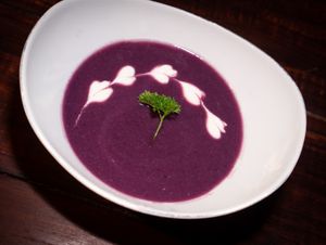Purple Pleasure
-
Creamy purple sweet potato and cauliflower soup at VANA in Karo