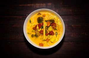 Golden Coconut Curry
-
Veggie filled coconut curry with some spice at VANA in Karo