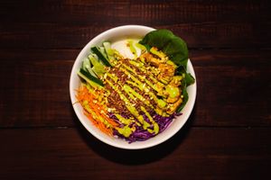 Zen Bowl
-
Raw veggies and red with with a zesty avocado sauce at VANA in Karo