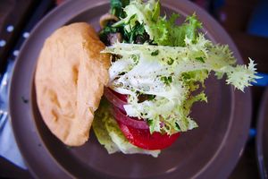 Vegan burger with home-grown, organic lettuce! at Yeungsang's Kitchen - 영상총각의키친 in Seoul
