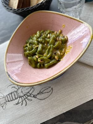 Fresh Herbs gnocchi with saffron and pine nuts  at Lo Spuntino in Camogli