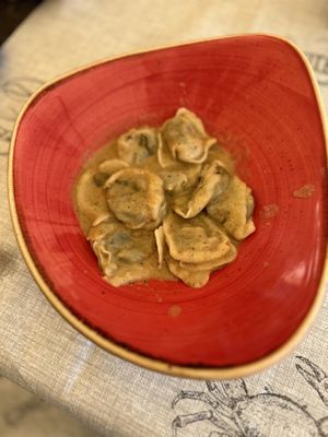 Pansoti (a regional specialty similar to ravioli) with walnuts sauce  at Lo Spuntino in Camogli