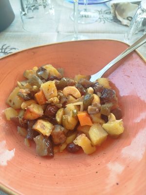 Antipasto di Nonna P. (Verdure miste con anacardi) at Lo Spuntino in Camogli