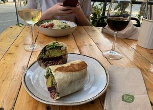 Vegan in the front, vegetarian in the backk  at Menssana in Barcelona