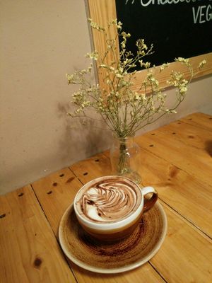 Cappuccino with soy milk at Menssana in Barcelona