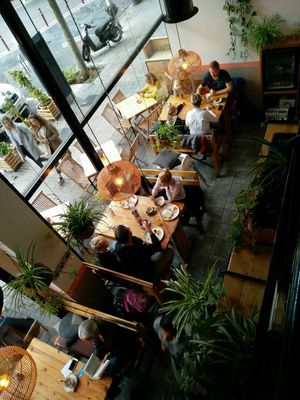 View from upstairs at Menssana in Barcelona