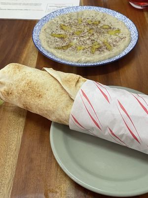 Falafel wrap and babaganoush  at Falafel Fella in Darlington