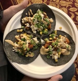 Sweet tater tacos at Brighton Vegan Festival at Flux in Brighton
