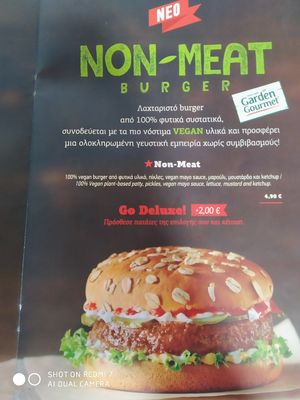Their new non meat. The menu was updated on September 2019 at Goody's Burger House in Thessaloniki