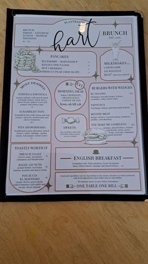 Menu at HART in Antwerpen