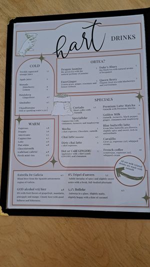 Menu at HART in Antwerpen