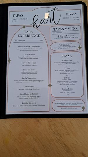 Menu at HART in Antwerpen