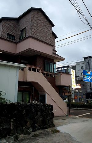 Exterior of location - rear view from parking lot at Mushroom Shabu Shabu 버섯샤브샤브 in Seogwipo
