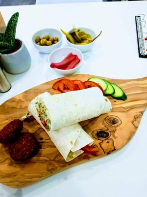 Saj Falafel sandwich, also very delicious! at Falafel en Hummus in The Hague