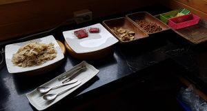 Buffet - snacks and tea section at Soswaewon 소쇄원 채식뷔페 - Nam in Damyang