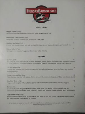 Hungry Badger menu page 1 at HungryBadger Cafe in Madison