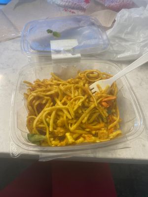 Noodles with soy curls 11.99  at ORD - Smoothie King - T1-B6 in Chicago