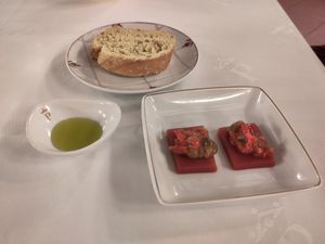 Aperitivo and bread at Parador of Cardona in Cardona
