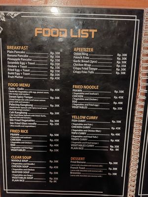 Menu at Jizzy Warung in 