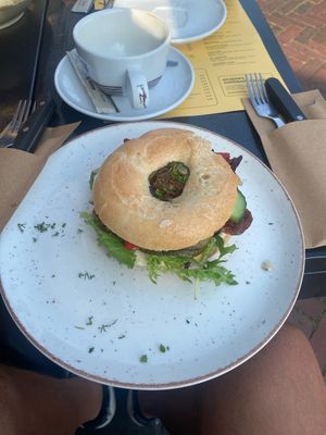 Vegan Hummus Bagle with Hummus and Veg  at Meneer Nilsson in Zierikzee