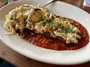 Vegan eggplant Parmesan   at Portofino in Edmonds