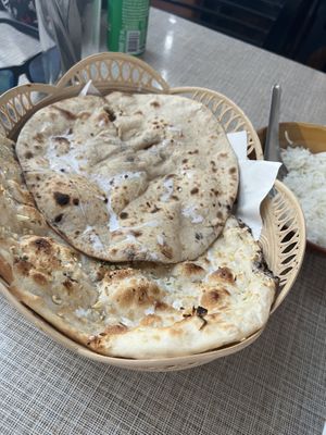 Vegan garlic Nan and roti with coconut milk  at K Himalaya Indian in Koh Lanta
