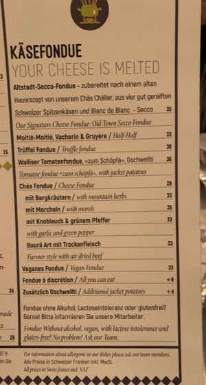 Offers non-vegan, vegan and vegetarian options at Walliser Keller in Zurich