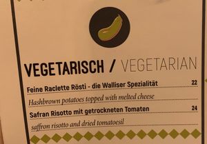 Vegetarian options at Walliser Keller in Zurich
