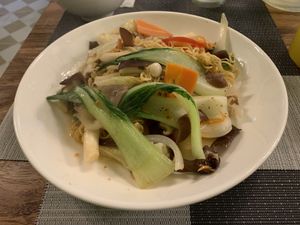 Stir fried veggies with Noodles at Peas in Da Nang
