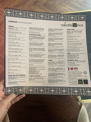 menu at Noodle 'N' Rice in Edinburgh