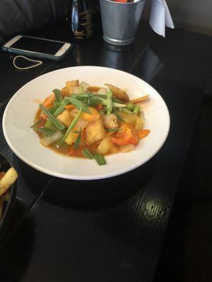 Sweet and sour tofu  at Noodle 'N' Rice in Edinburgh