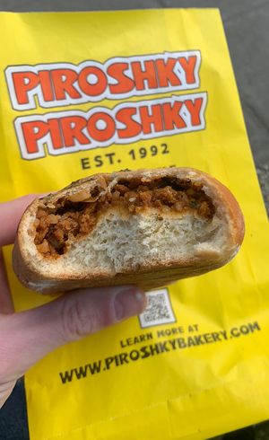 Impossible beef  at Piroshky Piroshky - Pike Place in Seattle