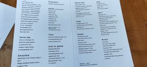 Menu at NExTT in Apeldoorn