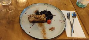 Banana cake with fruit compote at NExTT in Apeldoorn