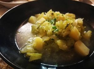 Soup of black celery and potatoes at Zupperia Le Puelle in Foligno