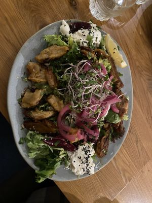 Shawarma bowl with fake chicken, rice and saladd  at Oscar Natural Good Food & Bar in Koblenz