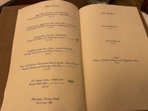 The menu  at Konnubio in Florence