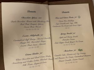 The menu  at Konnubio in Florence