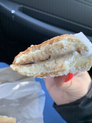 Barely any cream cheese on the bagel at all. at Higbie Bagels in West Islip