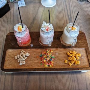 Cereal Shooter Flight (all vegan) at Bobcat Bonnie's in Ypsilanti
