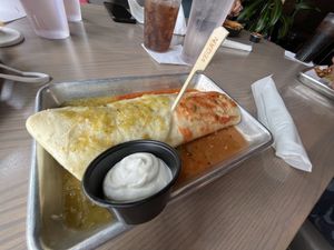 "Vegan" flag in the burrito to identify it!  at Bobcat Bonnie's in Ypsilanti