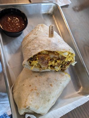 Vegan big burrito (brunch item) at Bobcat Bonnie's in Ypsilanti