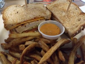 Vegan chicken avocado sandwich at Bobcat Bonnie's in Ypsilanti