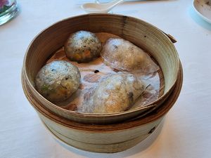 Black truffle and yellow fungus dumplings at Disneyland - Crystal Lotus in Outlying Islands