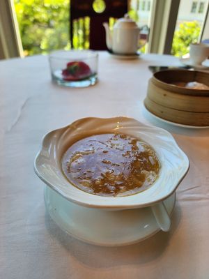 Mock shark fin soup with bamboo pith at Disneyland - Crystal Lotus in Outlying Islands