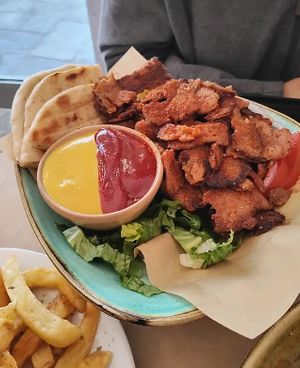 Vegan gyro and pita  at Kalamaki in Kalamata